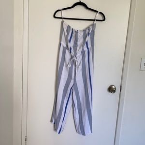 Striped strapless cotton jumpsuit
